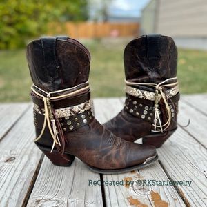 Size 10 Dark Brown Western Slouch Cowboy Boots Womens Wedding Cowgirl Boots